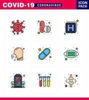 9 gefüllte Linien flache Farbe Coronavirus covid19 Icon Pack wie medizinisches Fieber Krankenhaus Coupnase Virus Coronavirus 2019nov Krankheitsvektor Designelemente vektor