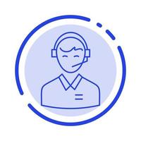 Support Business Consulting Kunde Mann Online-Berater Service blau gepunktete Linie Symbol Leitung vektor