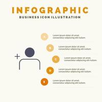 Upptäck människor Instagram uppsättningar fast ikon infographics 5 steg presentation bakgrund vektor