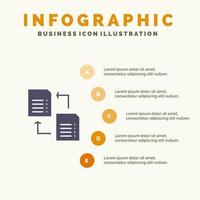 Datendatei teilen Wissenschaft solides Symbol Infografiken 5 Schritte Präsentationshintergrund vektor