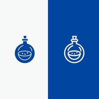 Parfümflasche toilette spray line und glyph solid icon blue banner vektor