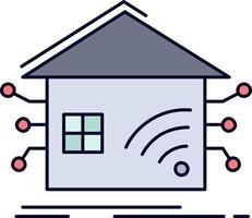automatisering Hem hus smart nätverk platt Färg ikon vektor