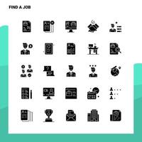 25 finden Sie ein Job-Icon-Set solide Glyphen-Icon-Vektor-Illustrationsvorlage für Web- und mobile Ideen für Unternehmen vektor