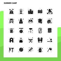 25 Sommercamp-Icon-Set solide Glyphen-Icon-Vektor-Illustrationsvorlage für Web- und mobile Ideen für Unternehmen vektor