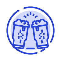 Bier trinken Weinglas Irland blau gepunktete Linie Symbol Leitung vektor
