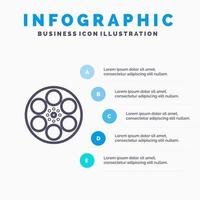 filma film rulle tank tejp linje ikon med 5 steg presentation infographics bakgrund vektor