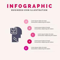 speicher speichern daten benutzer männlich solide symbol infografiken 5 schritte präsentation hintergrund vektor