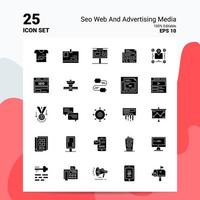 25 SEO Web- und Werbemedien-Icon-Set 100 bearbeitbare eps 10-Dateien Business-Logo-Konzeptideen solides Glyphen-Icon-Design vektor