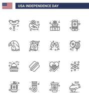 16 Zeilenzeichen für den Unabhängigkeitstag der USA vektor