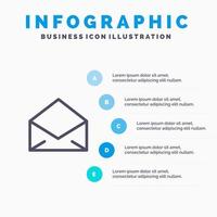 E-Mail-Nachricht Open Line-Symbol mit 5 Schritten Präsentation Infografiken Hintergrund vektor