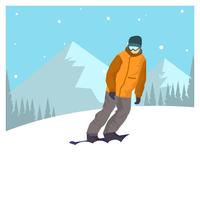 Flat Snowboarding Vinter-OS Korea Vector Illustration