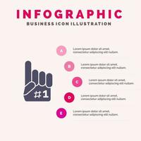 Fanatic Finger Schaum Sport solide Symbol Infografiken 5 Schritte Präsentationshintergrund vektor