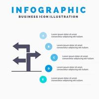 pil riktning navigering fast ikon infographics 5 steg presentation bakgrund vektor
