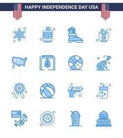 16 kreativ USA ikoner modern oberoende tecken och 4:e juli symboler av stater pommes frites flytande frites snabb redigerbar USA dag vektor design element