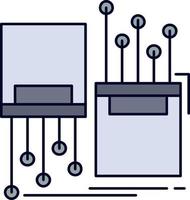 digital fiber elektronisk körfält kabel- platt Färg ikon vektor