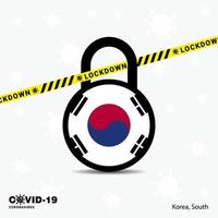 korea south lock down lock coronavirus pandemie bewusstseinsvorlage covid19 lock down design vektor