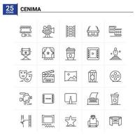 25 Cenima Icon Set Vektorhintergrund vektor
