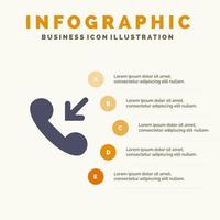 Anruf annehmen eingehendes solides Symbol Infografiken 5 Schritte Präsentationshintergrund vektor