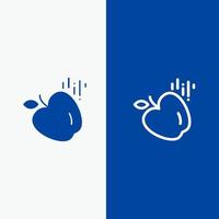 Apple Food Science Line und Glyph Solid Icon Blue Banner Line und Glyph Solid Icon Blue Banner vektor