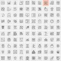 100 universell svart linje ikoner på vit bakgrund vektor