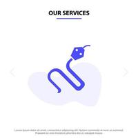unsere dienstleistungen tier kobra indien könig solide glyph icon web card template vektor