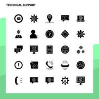 25 Symbolsatz für technischen Support Solide Glyphensymbol-Vektorillustrationsvorlage für Web- und mobile Ideen für Unternehmen vektor