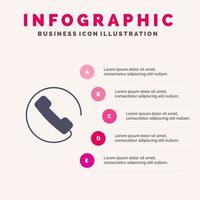 Anruf annehmen Telefon solide Symbol Infografiken 5 Schritte Präsentationshintergrund vektor