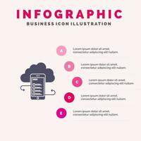 Cloud-Storage Business Cloud-Storage Wolken Informationen mobile Sicherheit festes Symbol Infografiken 5 Schritte Präsentationshintergrund vektor