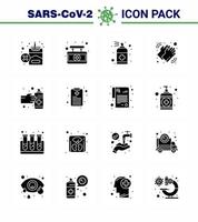 coronavirus 16 fast glyf svart ikon uppsättning på de tema av korona epidemi innehåller ikoner sådan som vård tvättning spray medicinsk tvål viral coronavirus 2019 nov sjukdom vektor design element