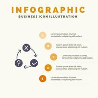 dagligen strömma frågor organisation insikt fast ikon infographics 5 steg presentation bakgrund vektor