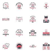 16 schwarze und rosa Happy Fathers Day Design Collection ein Satz von zwölf braun gefärbten Vatertagsdesigns im Vintage-Stil auf hellem Hintergrund editierbare Vektordesign-Elemente vektor