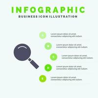 Glasoptik Lupensuche solides Symbol Infografiken 5 Schritte Präsentationshintergrund vektor