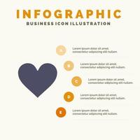 kärlek hjärta tecken bröllop fast ikon infographics 5 steg presentation bakgrund vektor
