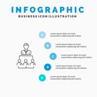 Organisation Business Human Leadership Management Liniensymbol mit 5 Schritten Präsentation Infografiken Hintergrund vektor