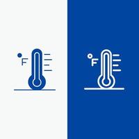 Wolke Licht regnerisch Sonne Temperaturlinie und Glyphe festes Symbol blaues Banner Linie und Glyphe festes Symbol blaues Banner vektor