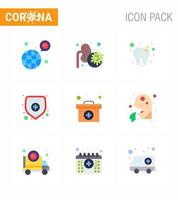 9 platt Färg coronavirus covid19 ikon packa sådan som medicinsk fall fall virus skydd hälsa försäkring viral coronavirus 2019 nov sjukdom vektor design element