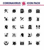 coronavirus förebyggande uppsättning ikoner 25 fast glyf ikon sådan som coronavirus covid hälsa bakterie skydda viral coronavirus 2019 nov sjukdom vektor design element