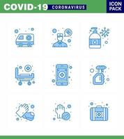 25 Coronavirus Notfall Iconset blaues Design wie mobile App medizinische Maniküre Räder Bett virales Coronavirus 2019nov Krankheitsvektor Designelemente vektor