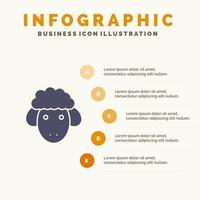 Ostern Lamm Schafe Feder solide Symbol Infografiken 5 Schritte Präsentationshintergrund vektor