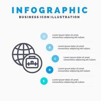 Symbol für internationale Geschäftslinien mit 5 Schritten Präsentation Infografiken Hintergrund vektor