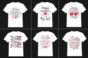 valentinstag t-shirt bündel design, valentinstag vektordesign für poster, abzeichen, emblem, kunst, element, isoliert, typografie valentinstagkonzept für hemd, lavel, symbol, karte vektor