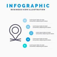 Positionskarte Zeiger Pin Liniensymbol mit 5 Schritten Präsentation Infografiken Hintergrund vektor