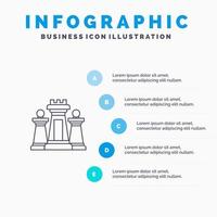 schack dator strategi taktik teknologi linje ikon med 5 steg presentation infographics bakgrund vektor