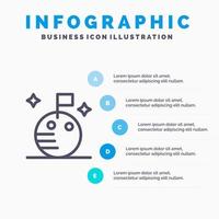 Flag Moon Space Line Icon mit 5 Schritten Präsentation Infografiken Hintergrund vektor