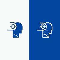 Verstand Autismus-Störung Überschrift und Glyphe festes Symbol blaues Banner Linie und Glyphe festes Symbol blaues Banner vektor