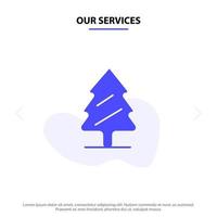 unsere dienstleistungen natur kiefer frühlingsbaum solide glyph icon web card template vektor