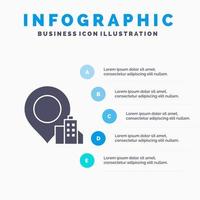 Standort Gebäude Hotel solide Symbol Infografiken 5 Schritte Präsentationshintergrund vektor