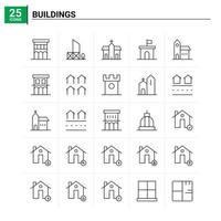 25 byggnader ikon uppsättning vektor bakgrund