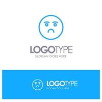 Emojis Emotion Gefühl trauriger blauer Umriss Logo Platz für Slogan vektor