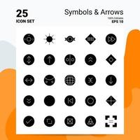 25 Symbole Pfeile Icon-Set 100 bearbeitbare eps 10 Dateien Business-Logo-Konzept-Ideen solides Glyphen-Icon-Design vektor